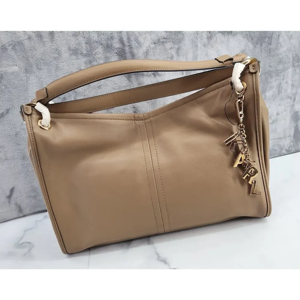 NWT Karl Lagerfeld Paris Luciene Leather Tote Bag + Dust Bag & Karl Charm READ